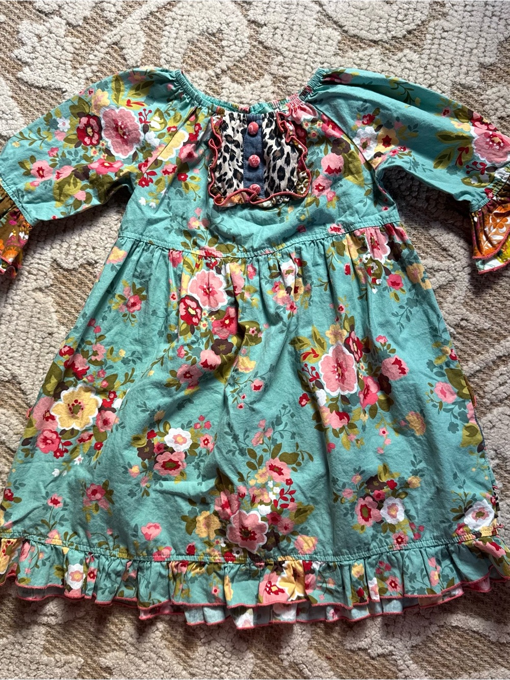 Girls' Boutique Turquoise Floral Ruffle Dress size 4